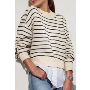 Brochu Walker Eden Layered Striped Cotton Cashmere Sweater Size XS